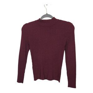 TIMING Mock Neck Rib Knit Sweater in Red Size‎ Medium